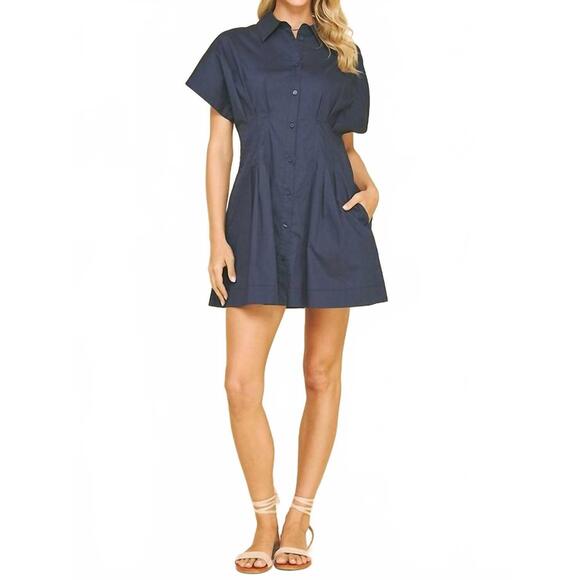NEW PINCH tucked detail dress in deep navy - Picture 4 of 4